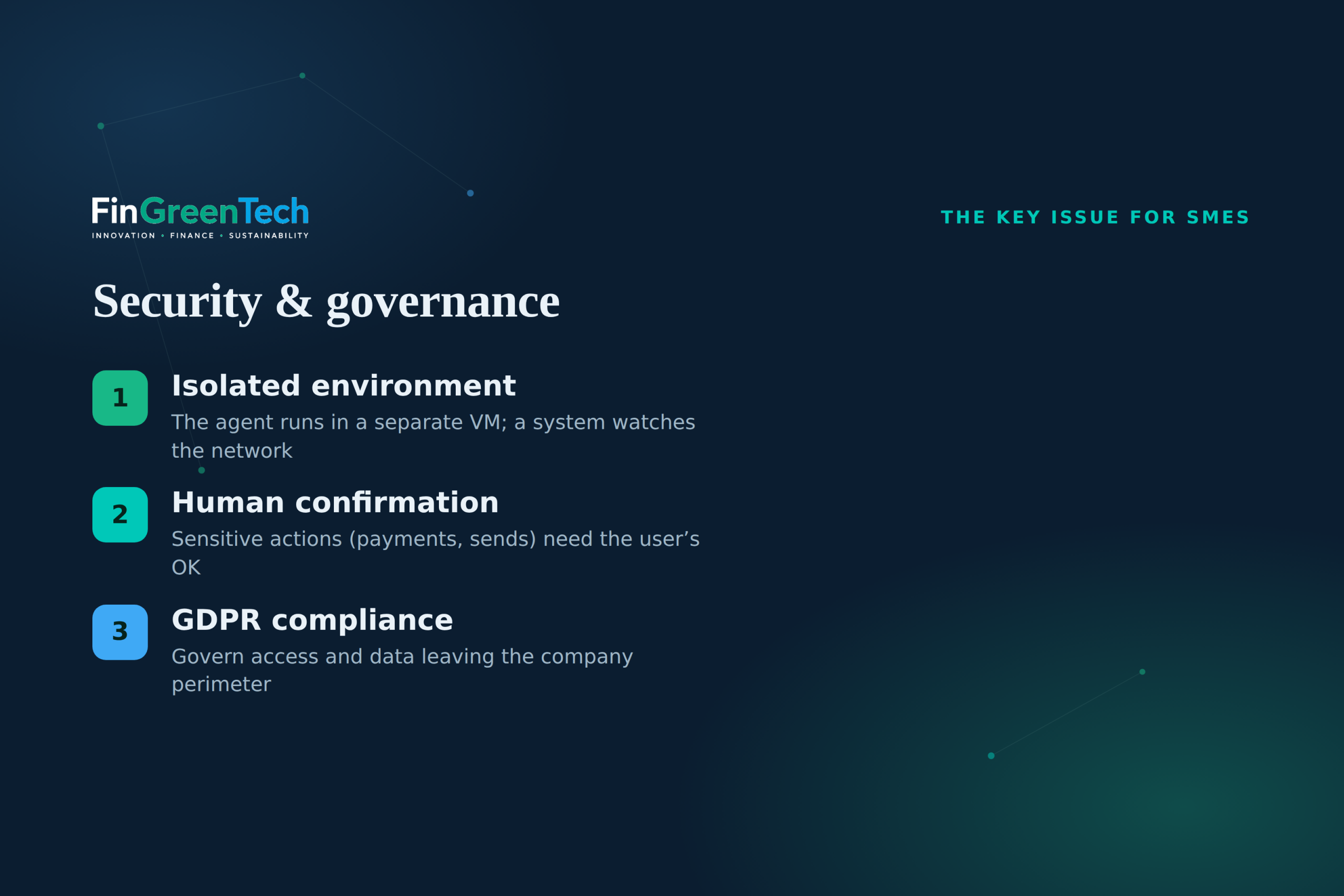 AI agent security and governance: isolated environment, human confirmation, GDPR