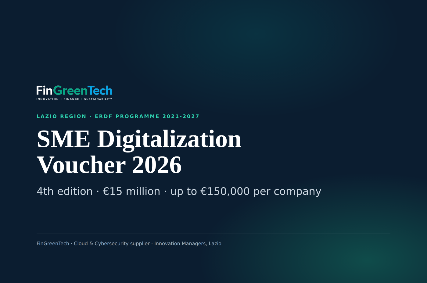 SME Digitalization Voucher 2026: the Lazio Region returns with €15 million, up to €150,000 per company