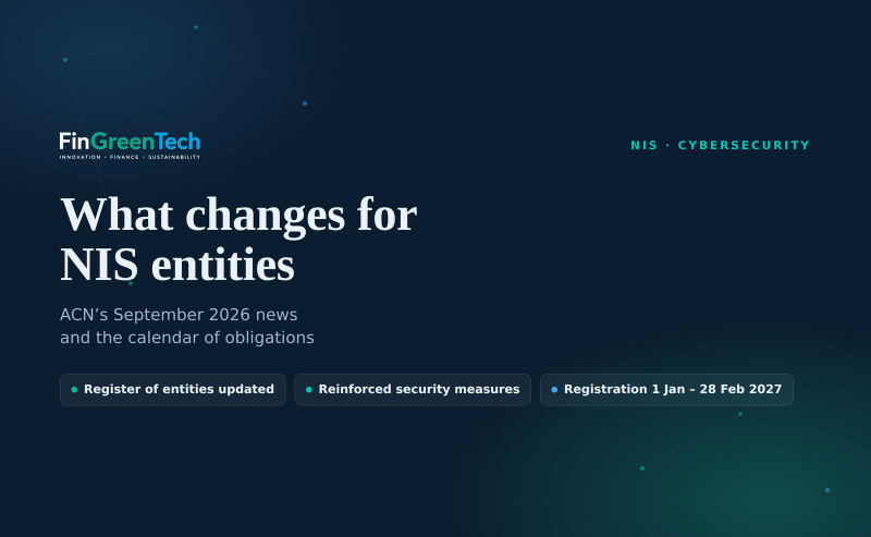 NIS: what changes for regulated entities — updated register, reinforced security measures and the 2027 registration window