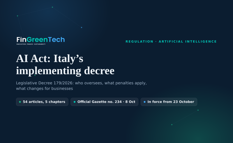 AI Act: Italy’s Decree 179/2026, Penalties and What Changes for SMEs