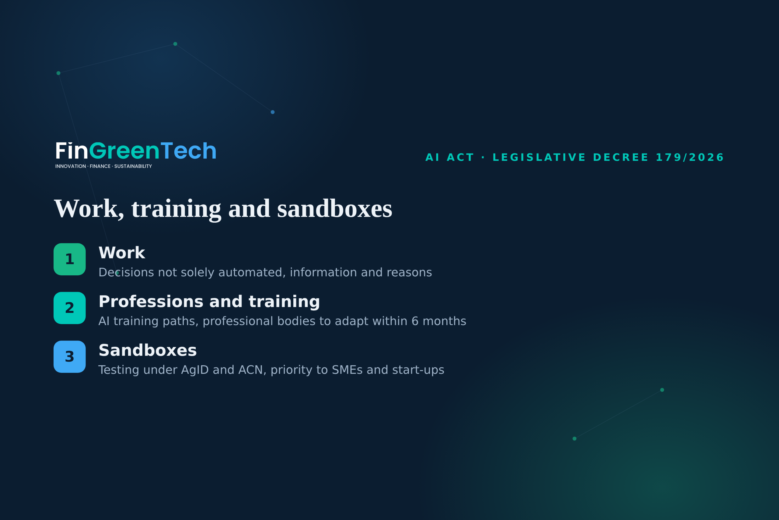 Work, training and sandboxes in the Italian AI Act decree