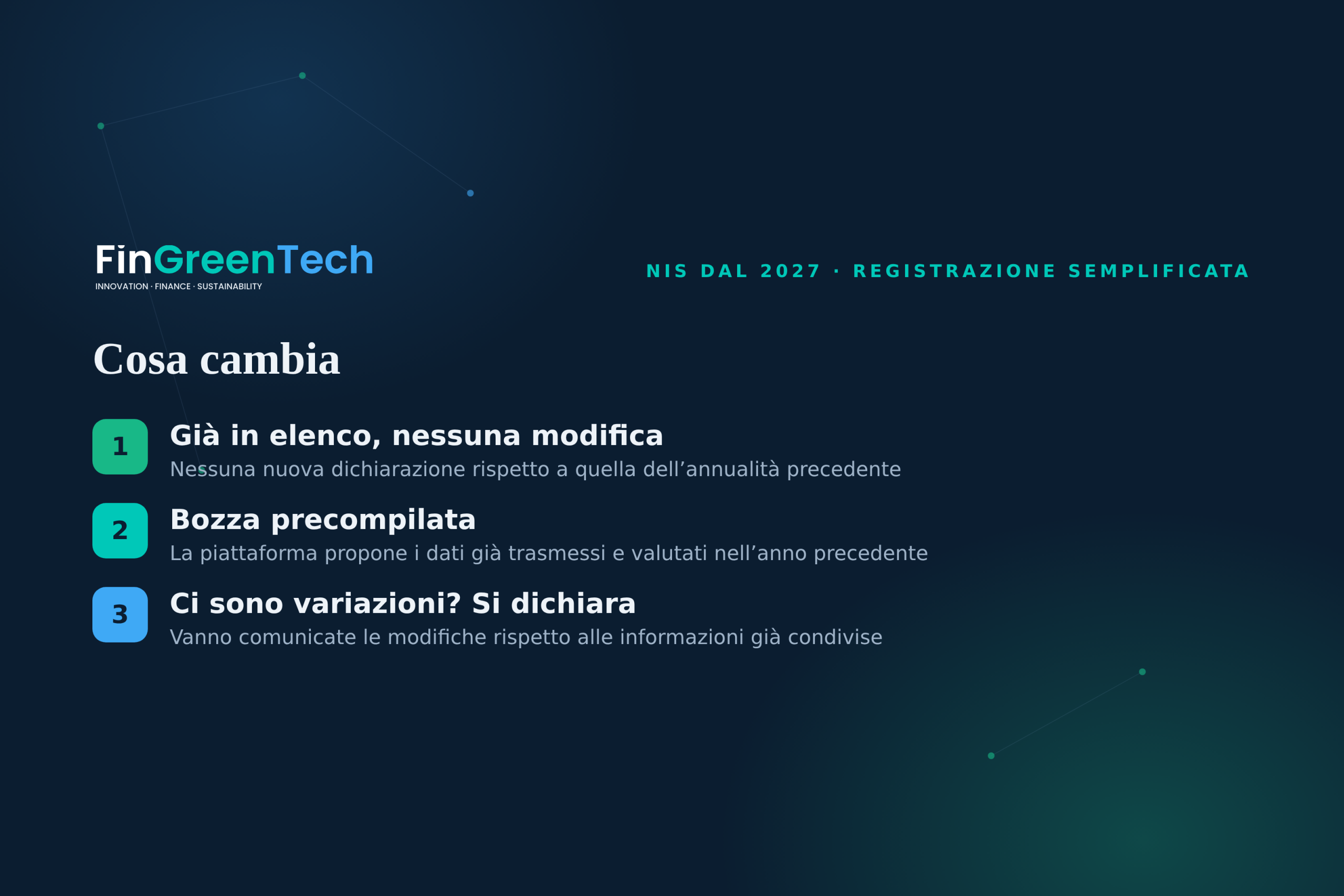 Cosa cambia con la registrazione NIS 2027: già in elenco senza modifiche, bozza precompilata, variazioni da dichiarare