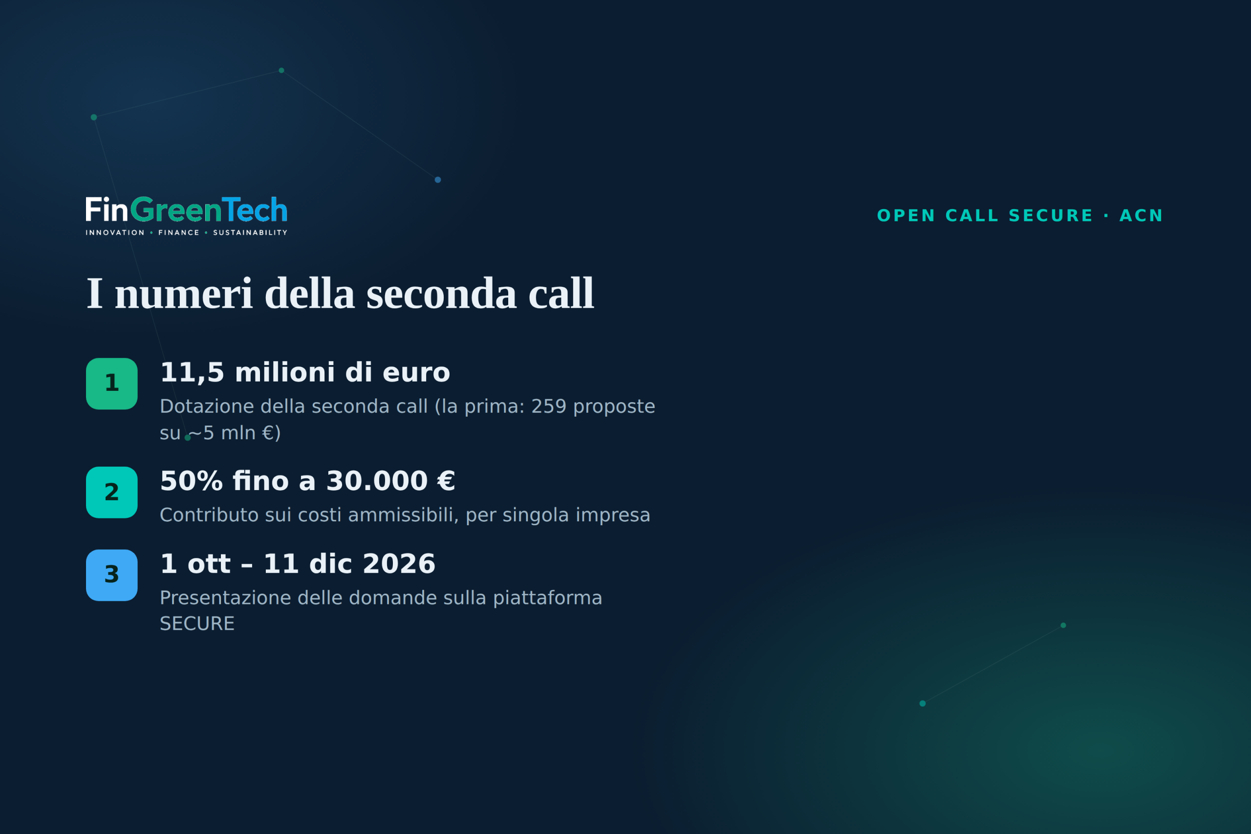 I numeri della seconda open call SECURE: 11,5 milioni di euro, 50% fino a 30.000 €, domande dal 1° ottobre all’11 dicembre 2026