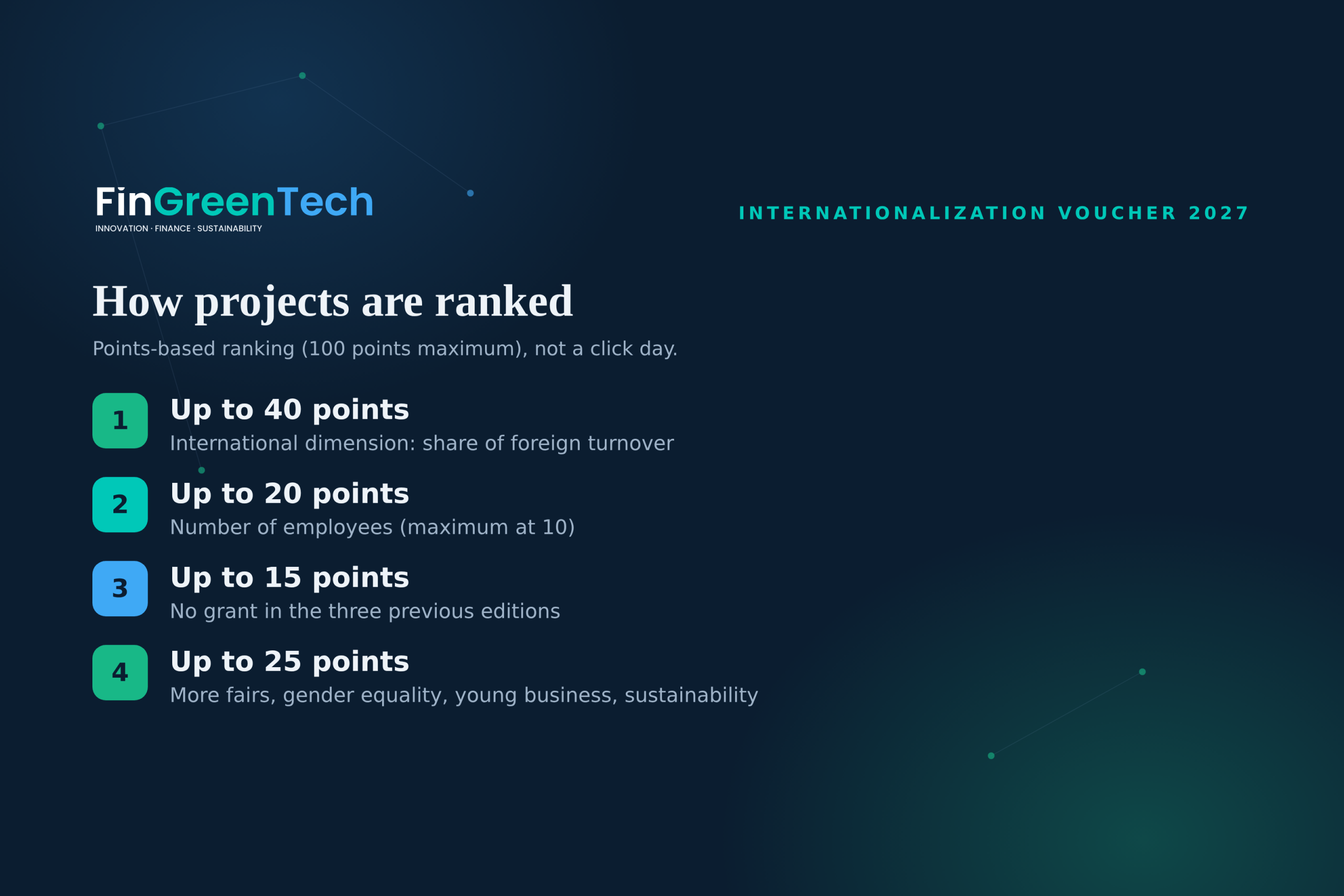 How projects are ranked: points-based ranking for the Internationalization Voucher 2027