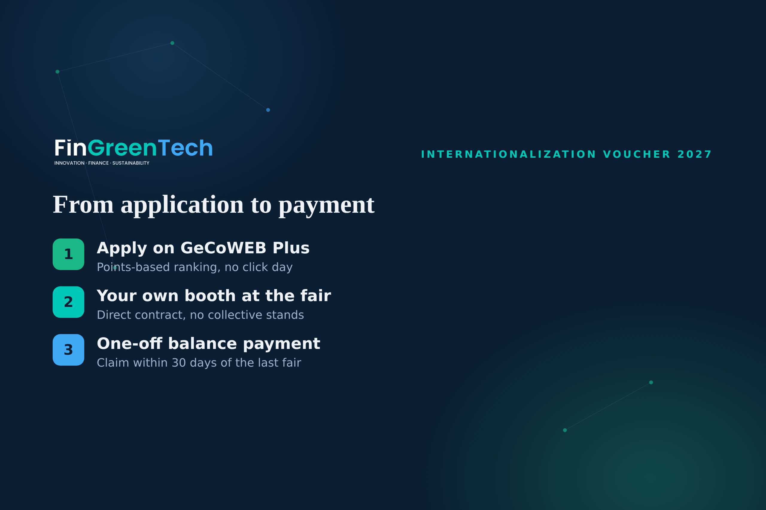 From application to payment: GeCoWEB Plus, own booth and payment claim